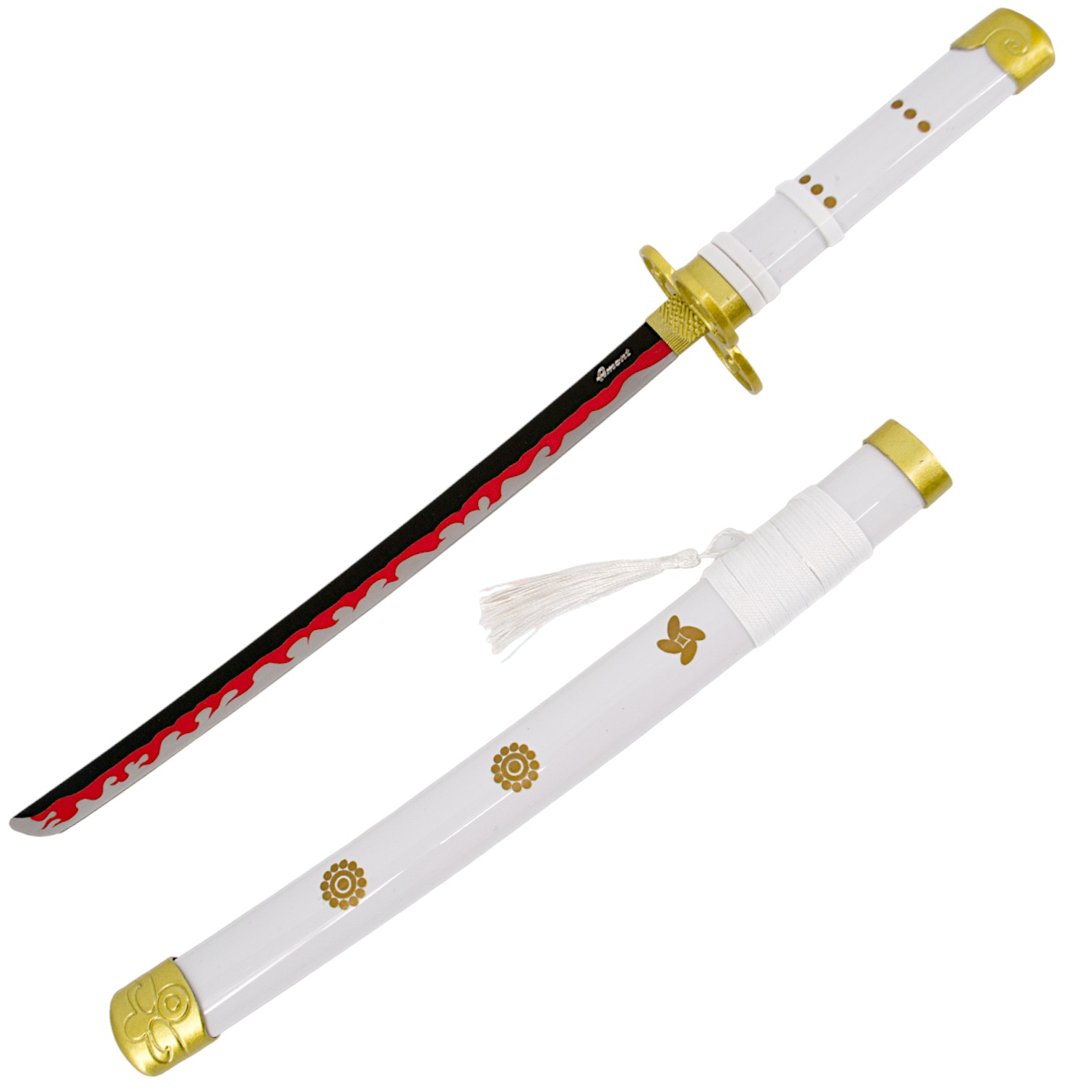 Mini katana Enma do Zoro de One Piece com lâmina preta com rebord...