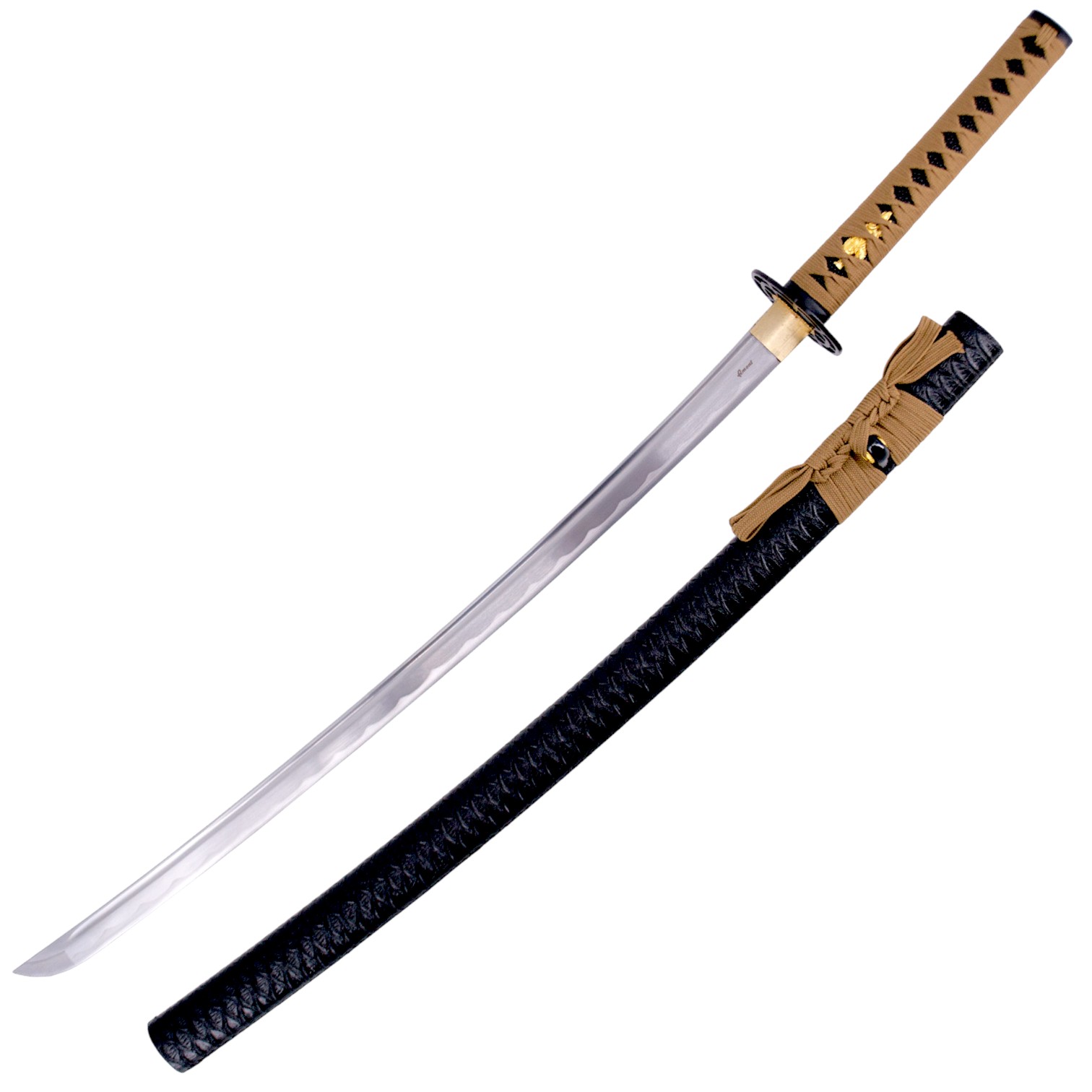 Katana funcional em aço carbono com bainha em imitação de pele de...