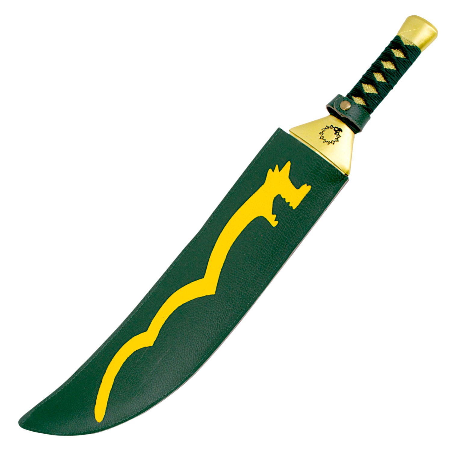 Espada Demoníaca Lostvayne Verde e Dourada dos Sete Pecados Capitais com Lâmina de Bambu