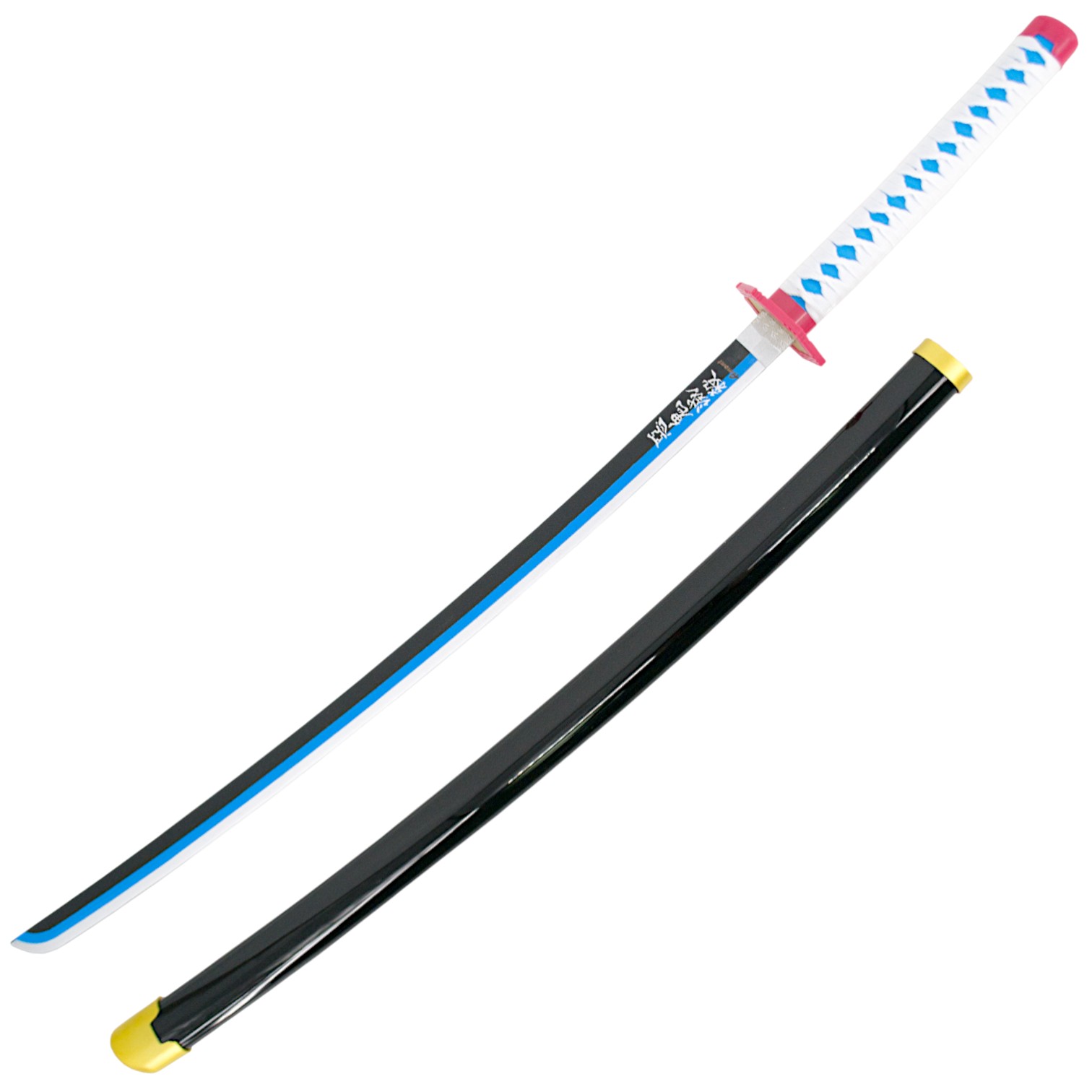 Katana de bambu Demon Slayer Tomioka Giyuu negra y rosa