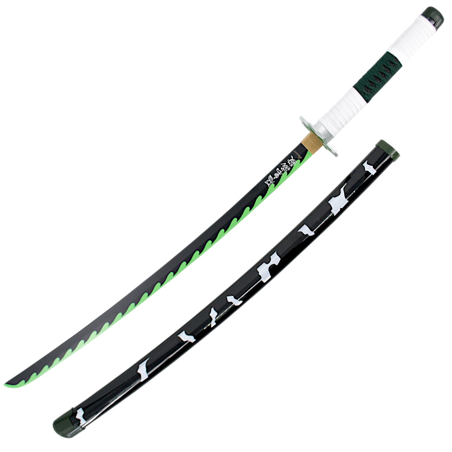 Katana de bambu Demon Slayer Shinazugawa Sanemi negra y verde