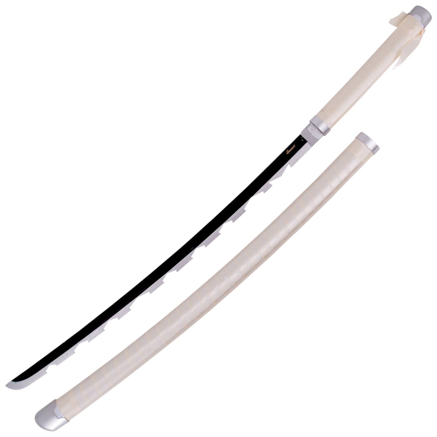 Katana de bambu Demon Slayer Hashibira Inosuke blanca y negra