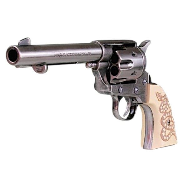 Peacemaker Revolver mit Schlangenfinish und poliertem Nickel