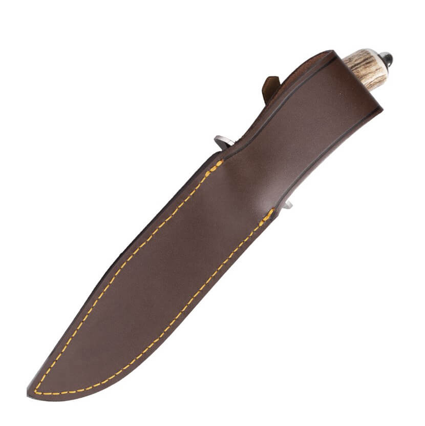 Cuchillo de caza Muela Sarrio-19A con mango de asta de ciervo y hoja de acero Molibdeno Vanadio de 19 cm