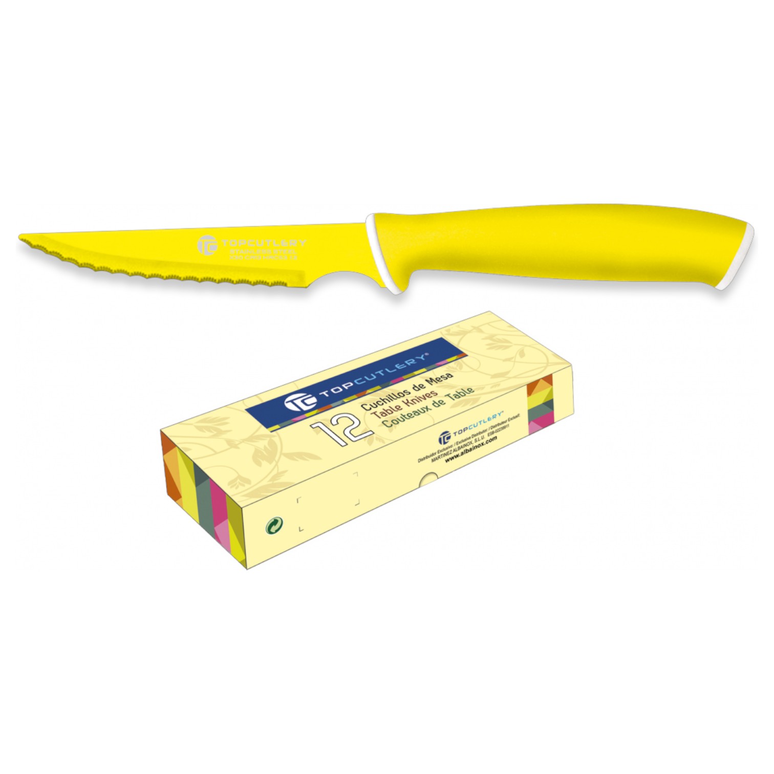 Set of 12 Top Cutlery kitchen knives with non-slip ABS handles