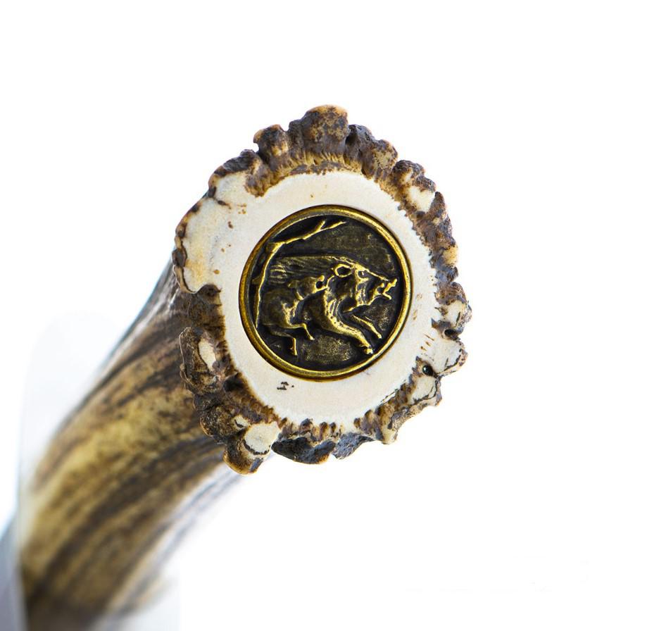 Muela Ursus 25S Jagdmesser mit Doppelschneide und Hirschgeweihgriff mit Rosette