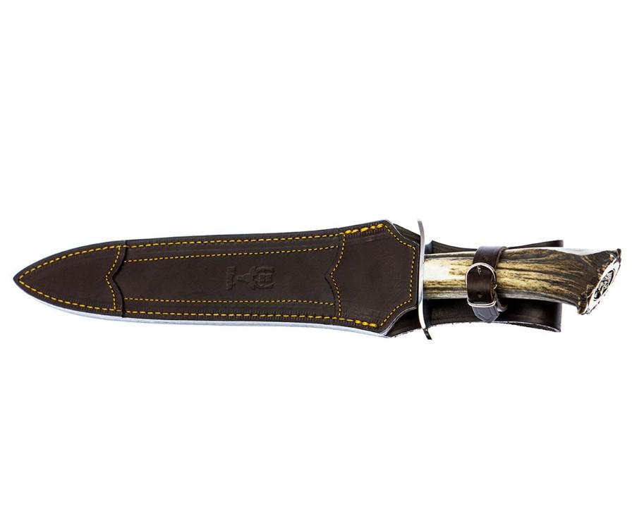 Muela Ursus 25S Jagdmesser mit Doppelschneide und Hirschgeweihgriff mit Rosette