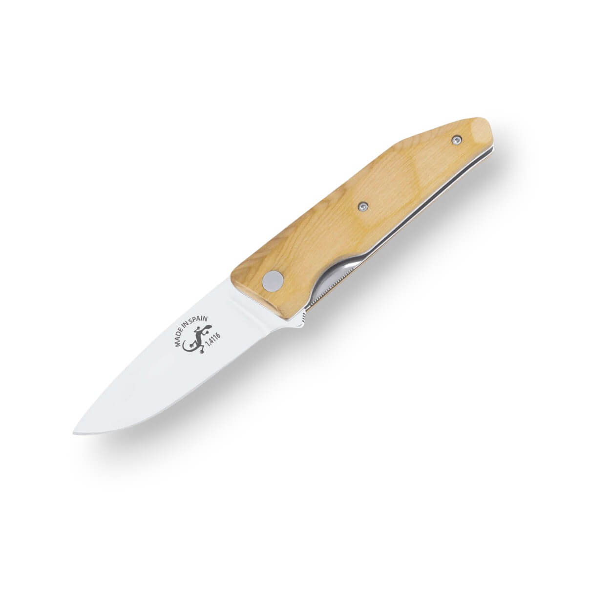 Navaja de bolsillo con hoja ancha de 80 mm y mango de madera de b...