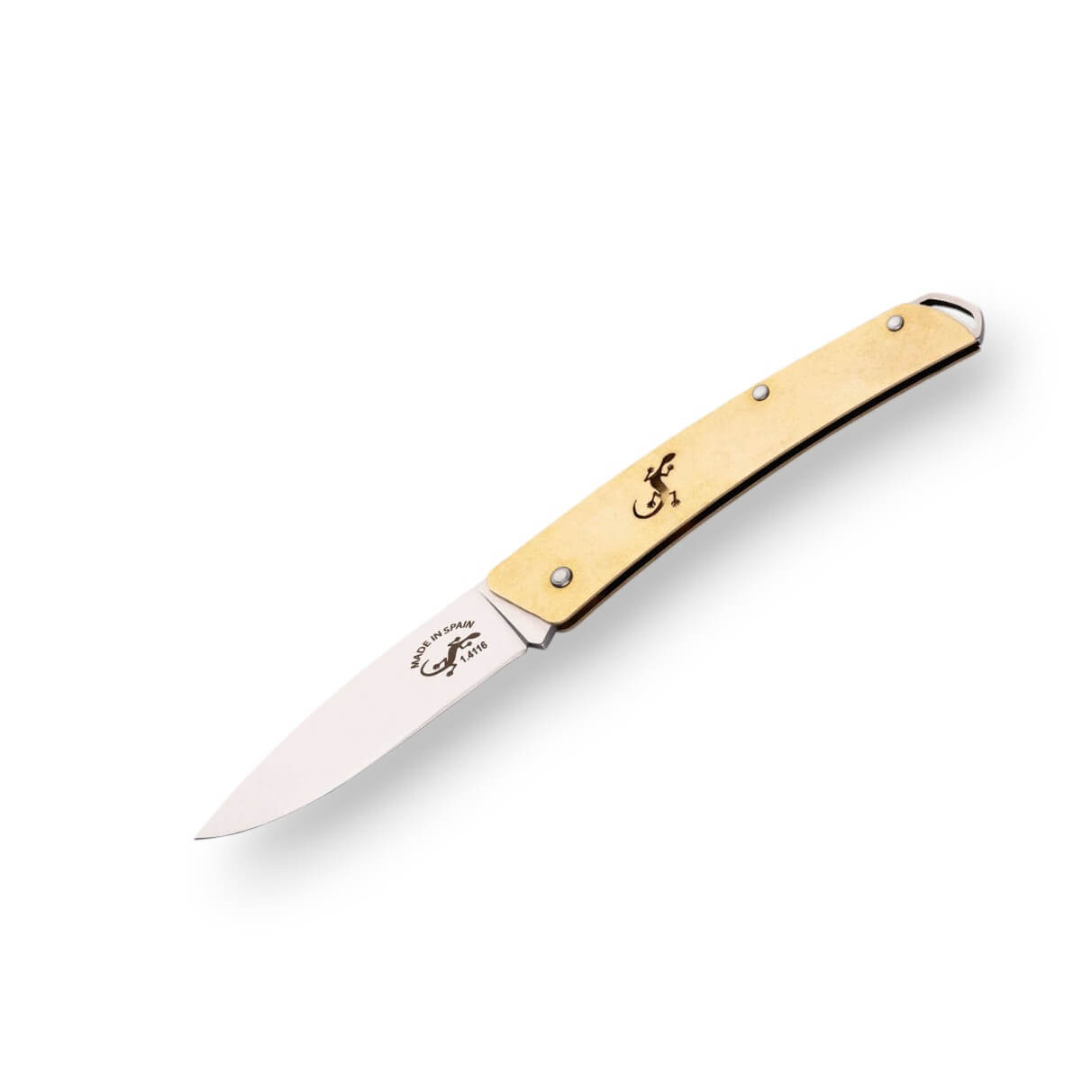 Navaja de bolsillo con mango de latón y hoja de 6.5 cm