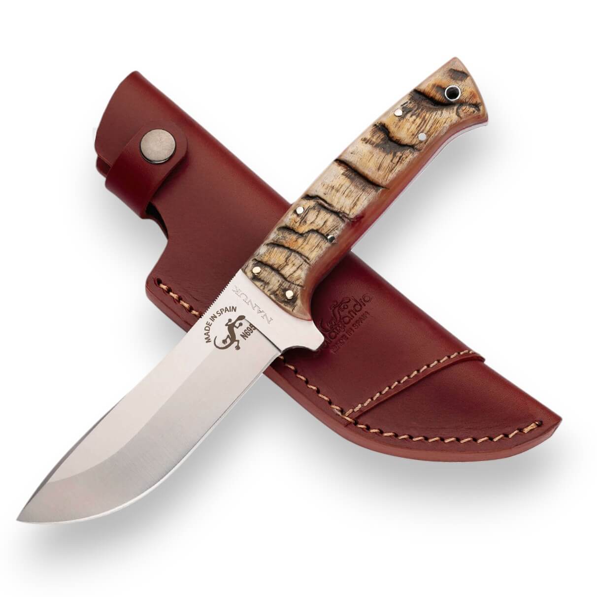 Cuchillo de caza Nanuk con mango de asta de carnero y hoja de 12 ...