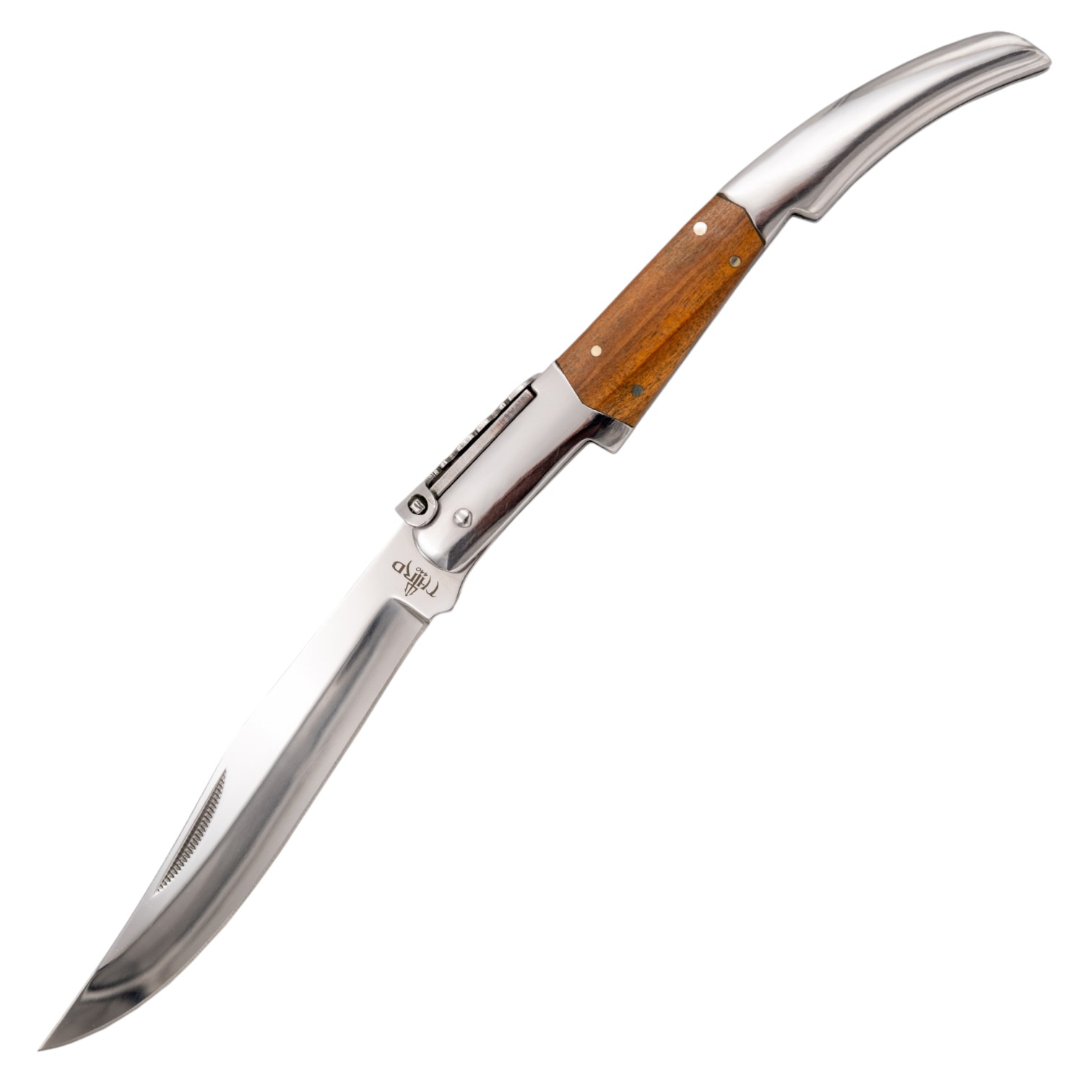 Navaja de carraca 13 cm acero 440 brillo espejo con mango de oliv...