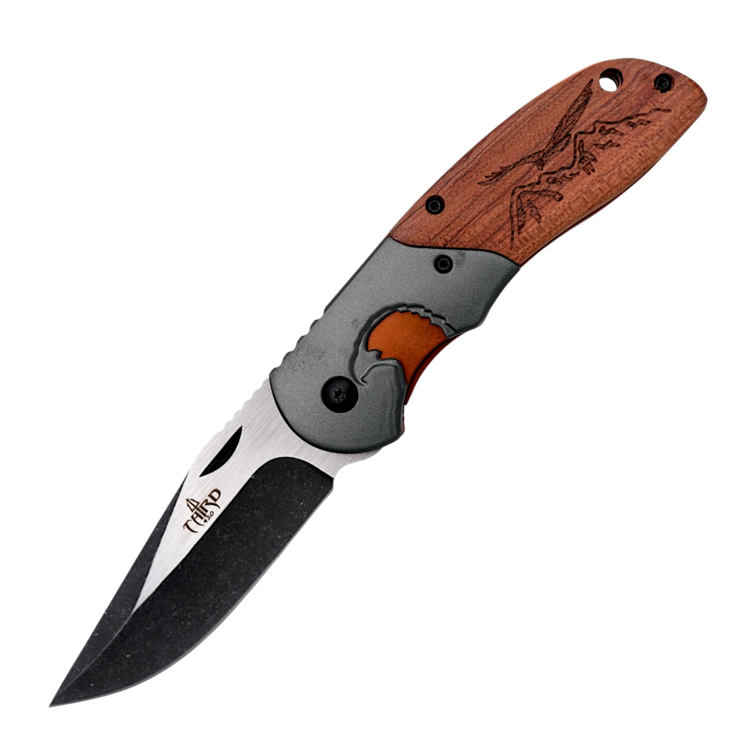 Navaja de bolsillo 9,6 cm con virola cabeza de águila y mango de ...