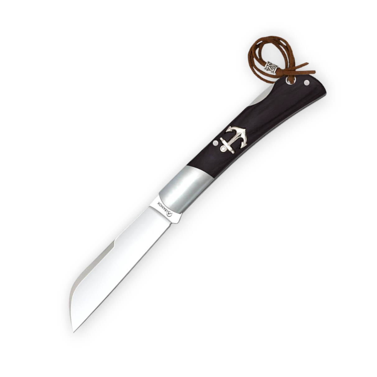 Navaja marinera punta pico de loro con mango de estamina negra co...