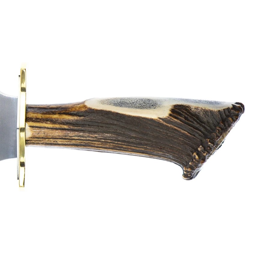 Cuchillo de caza Muela Gran Duque con puño de asta de ciervo con roseta y hoja de 25 cm
