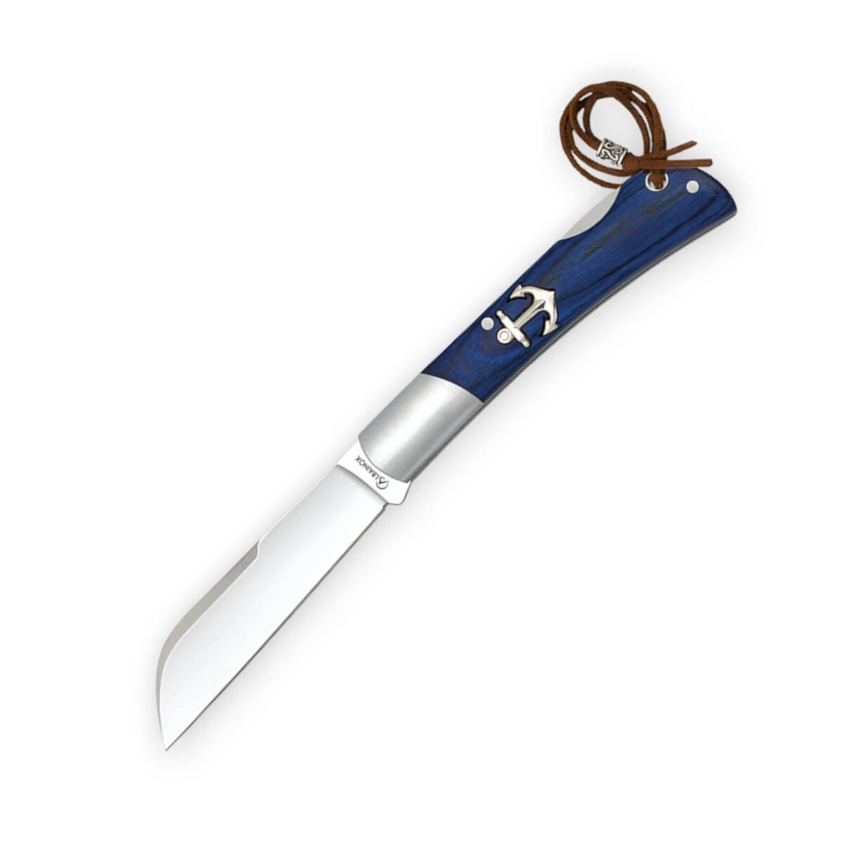 Navaja marinera punta pico de loro con mango de estamina azul con...