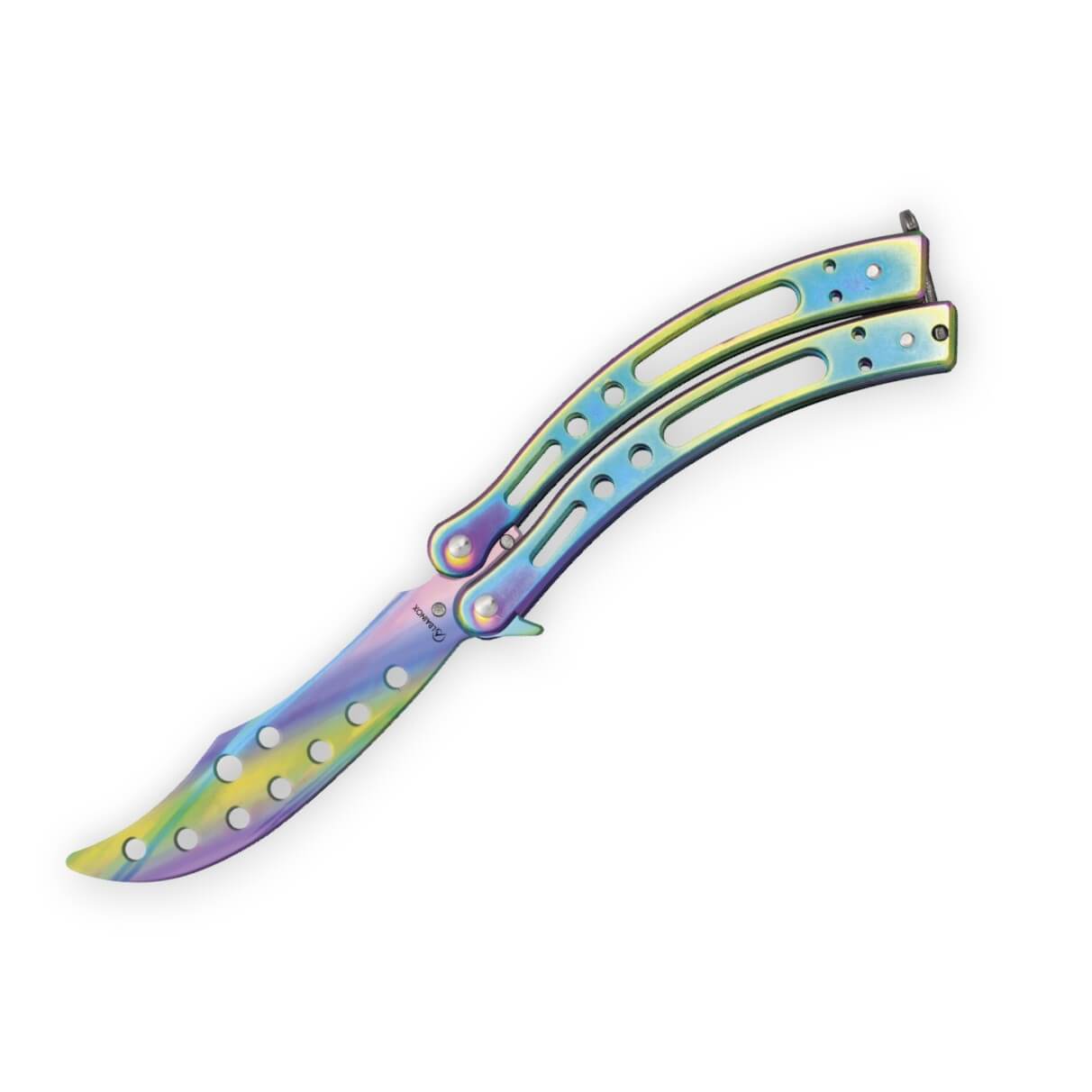 Navaja mariposa de entrenamiento curva decorada 3D rainbow sin fi...