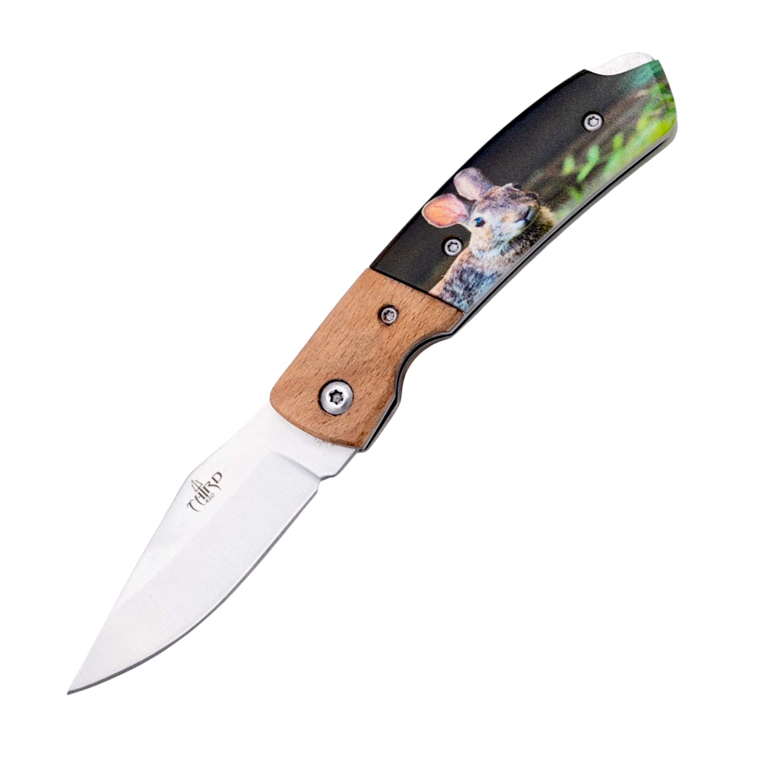 Navaja 6,5 cm con Conejo 3D y Mango Madera/ABS