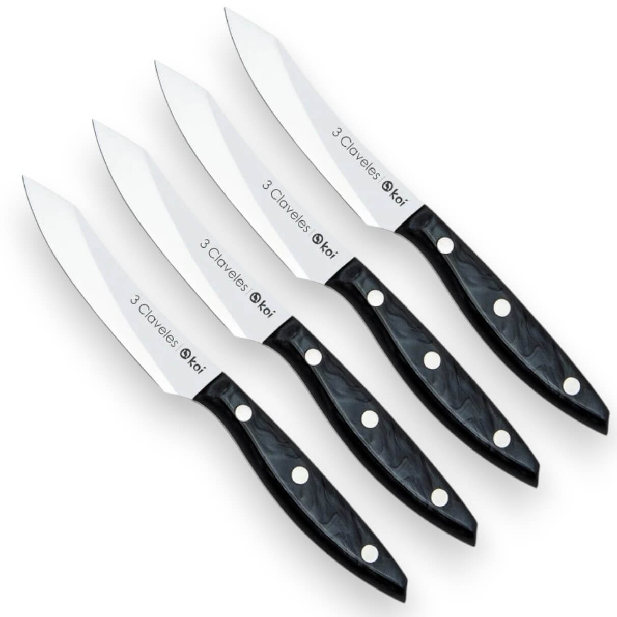 Set de 4 cuchillos chuleteros Koi 3 Claveles con mango acrílico n...