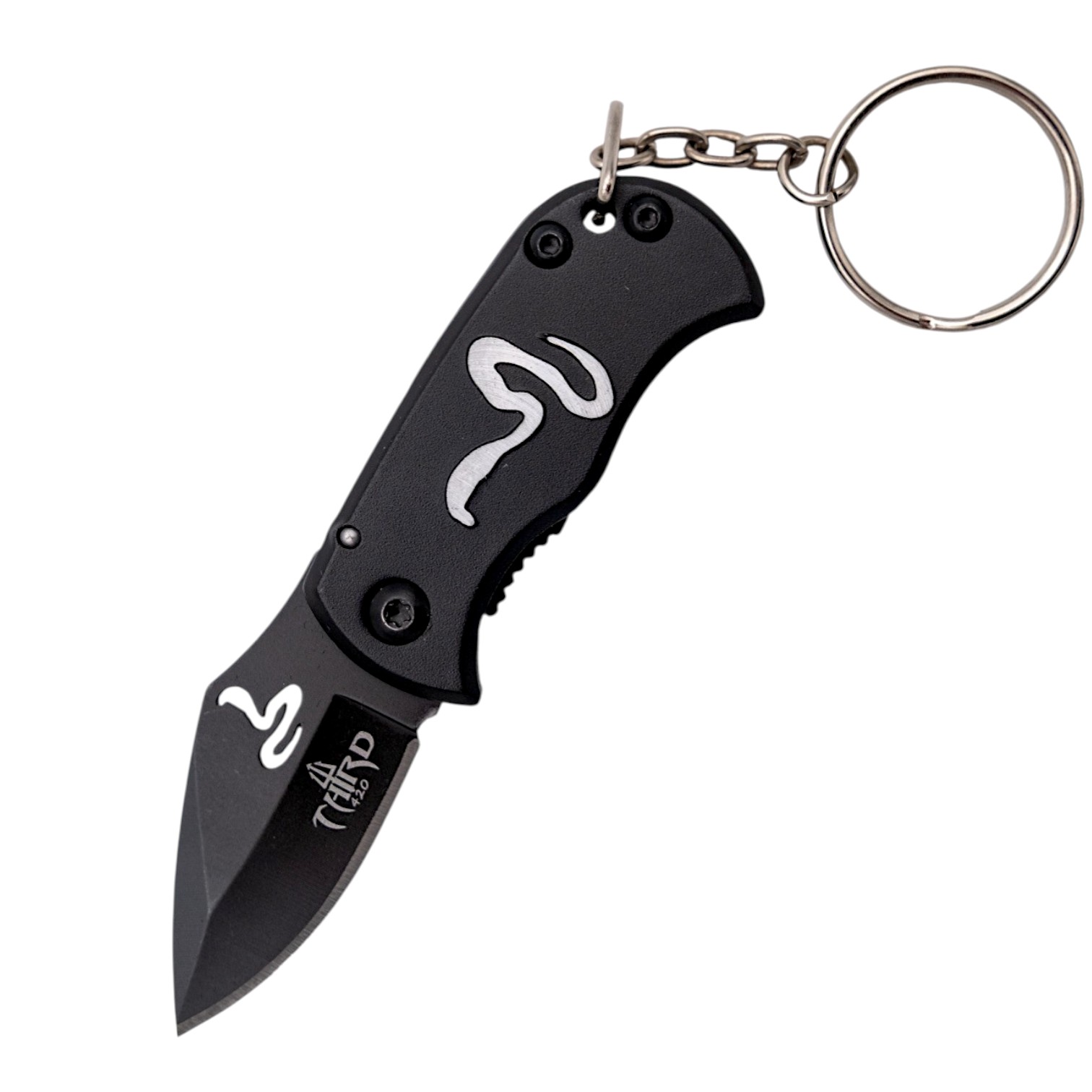 Navaja Llavero de Acero 420 4 cm Negra con Mango de Aluminio y Di...