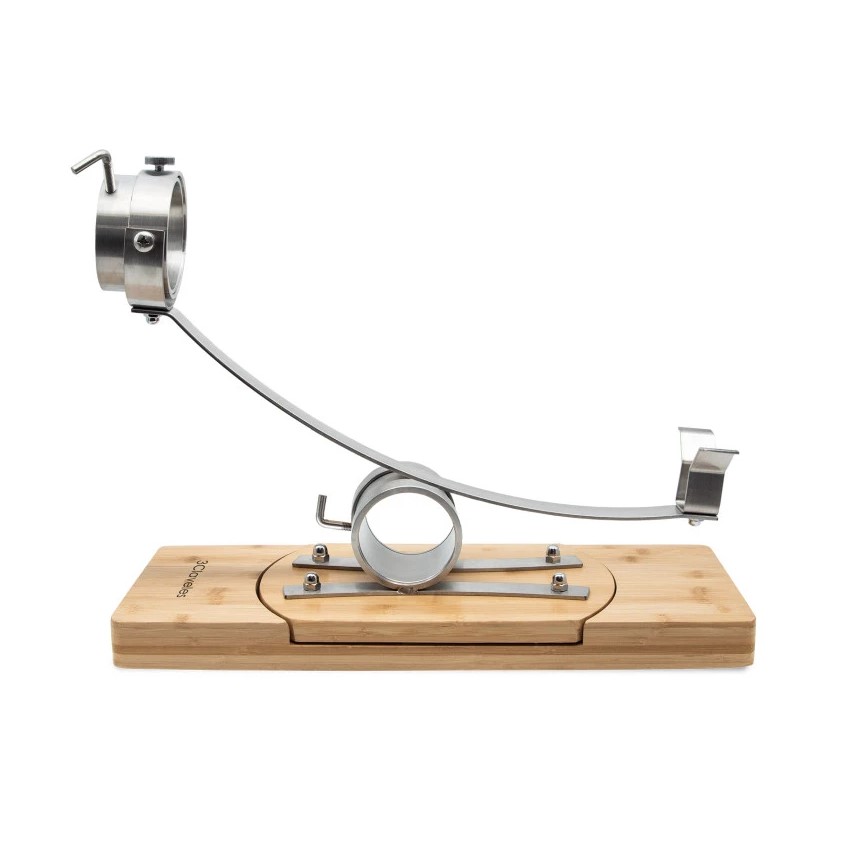 Soporte jamonero basculante 360º de madera y acero inox con cabez...