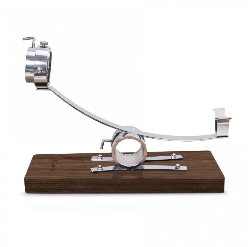 Soporte jamonero basculante de madera y acero inox