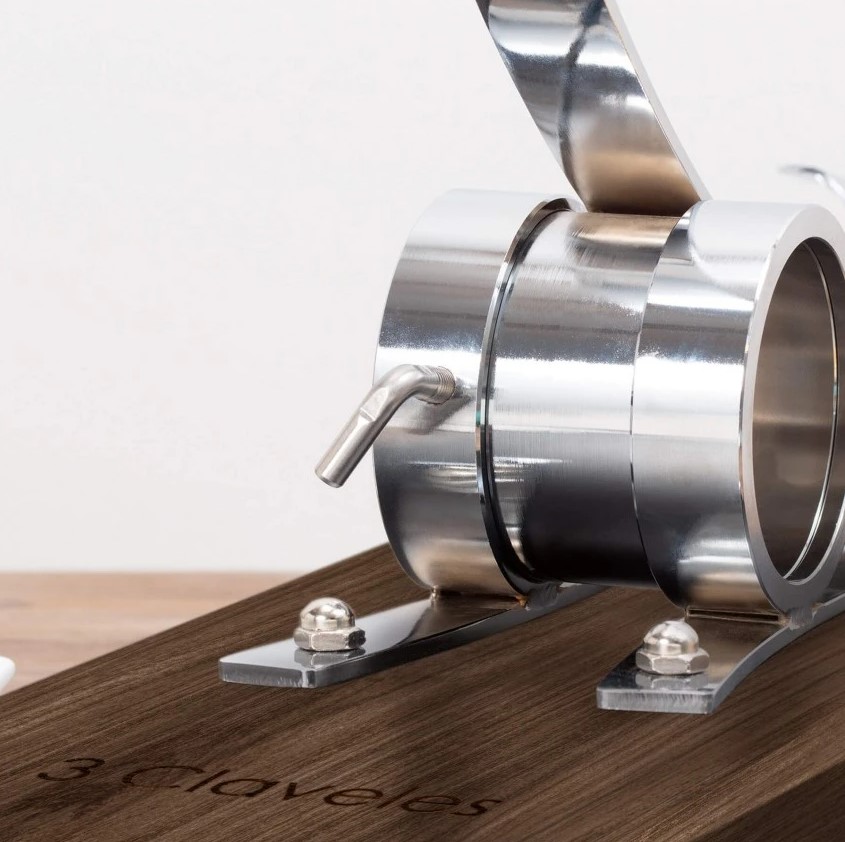 Soporte jamonero basculante de madera y acero inox