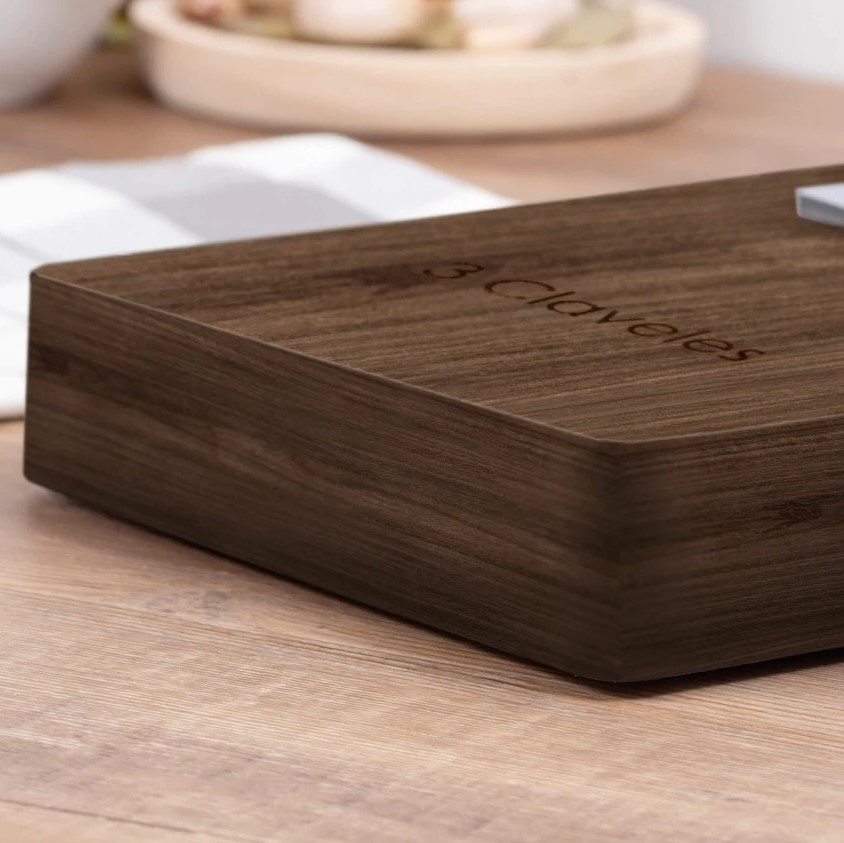 Soporte jamonero basculante de madera y acero inox