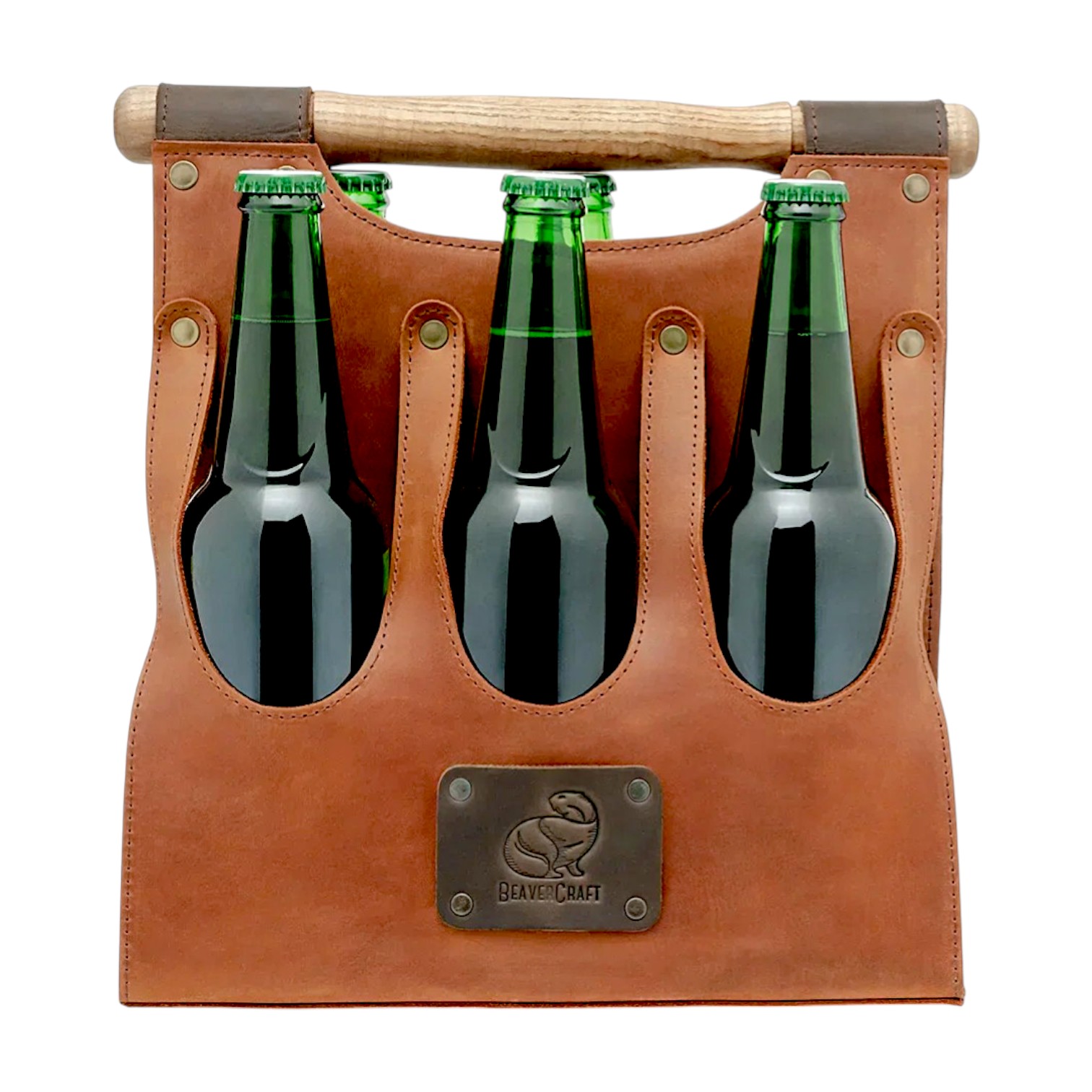 Portabotellas de Cuero para 6 Cervezas