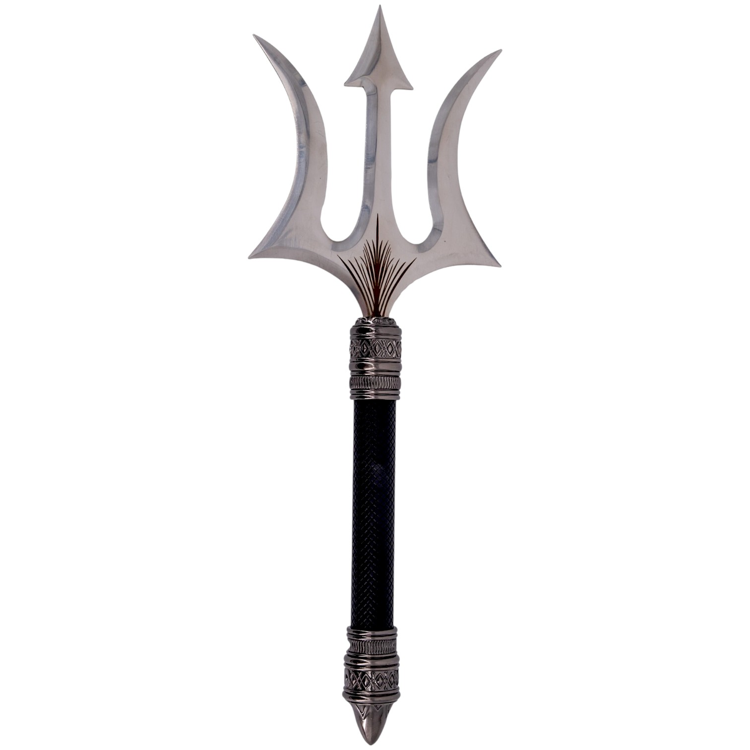 Tridente Metálico Negro mango Efecto Encordado