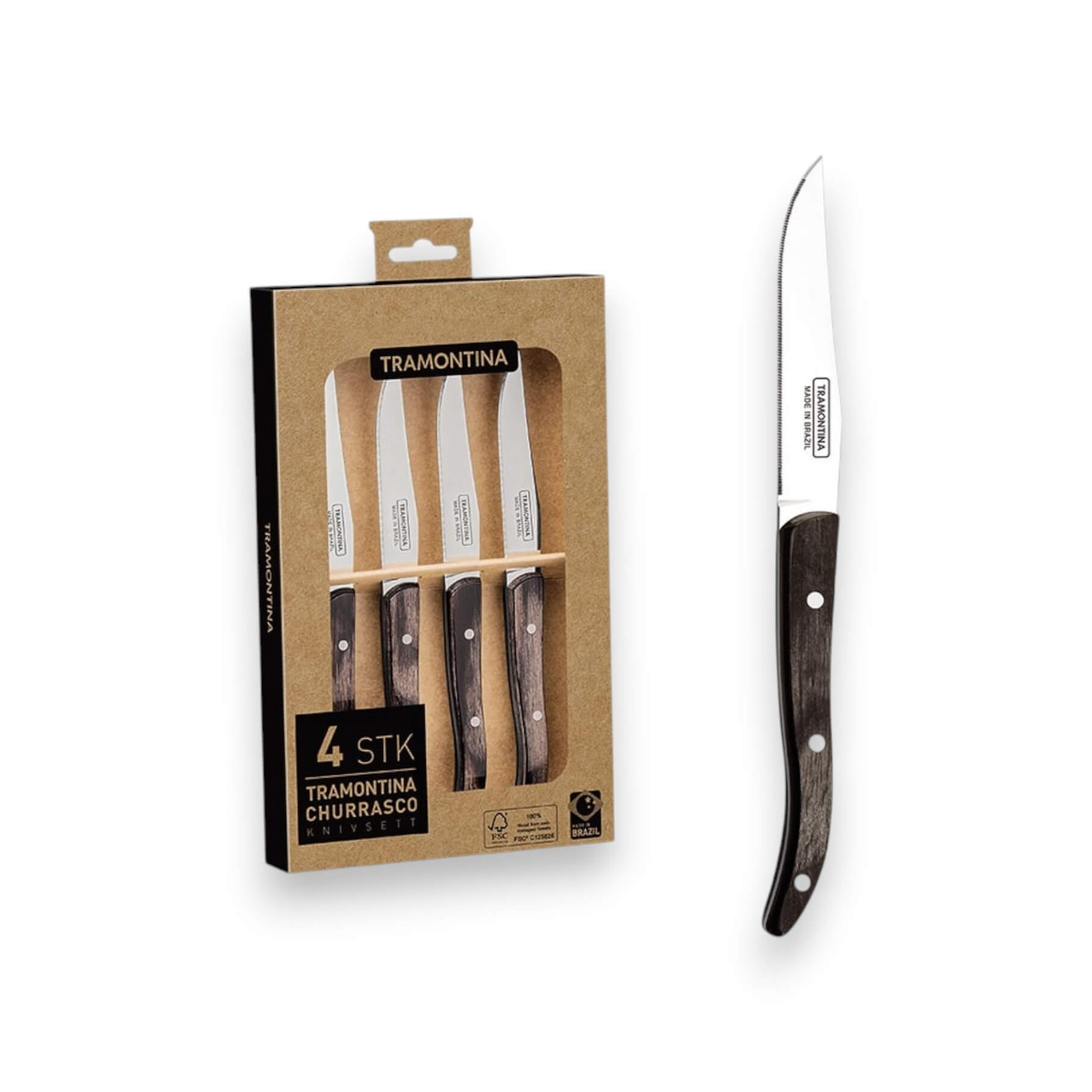 Tramontina Polywood FSC set de 4 cuchillos de carne/barbacoa 2989...