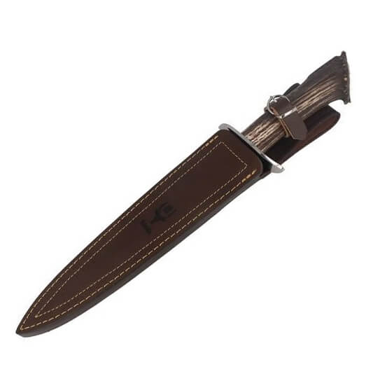 Muela Bear-24S hunting knife with deer antler handle with rosette and 24.5 cm double-edged blade