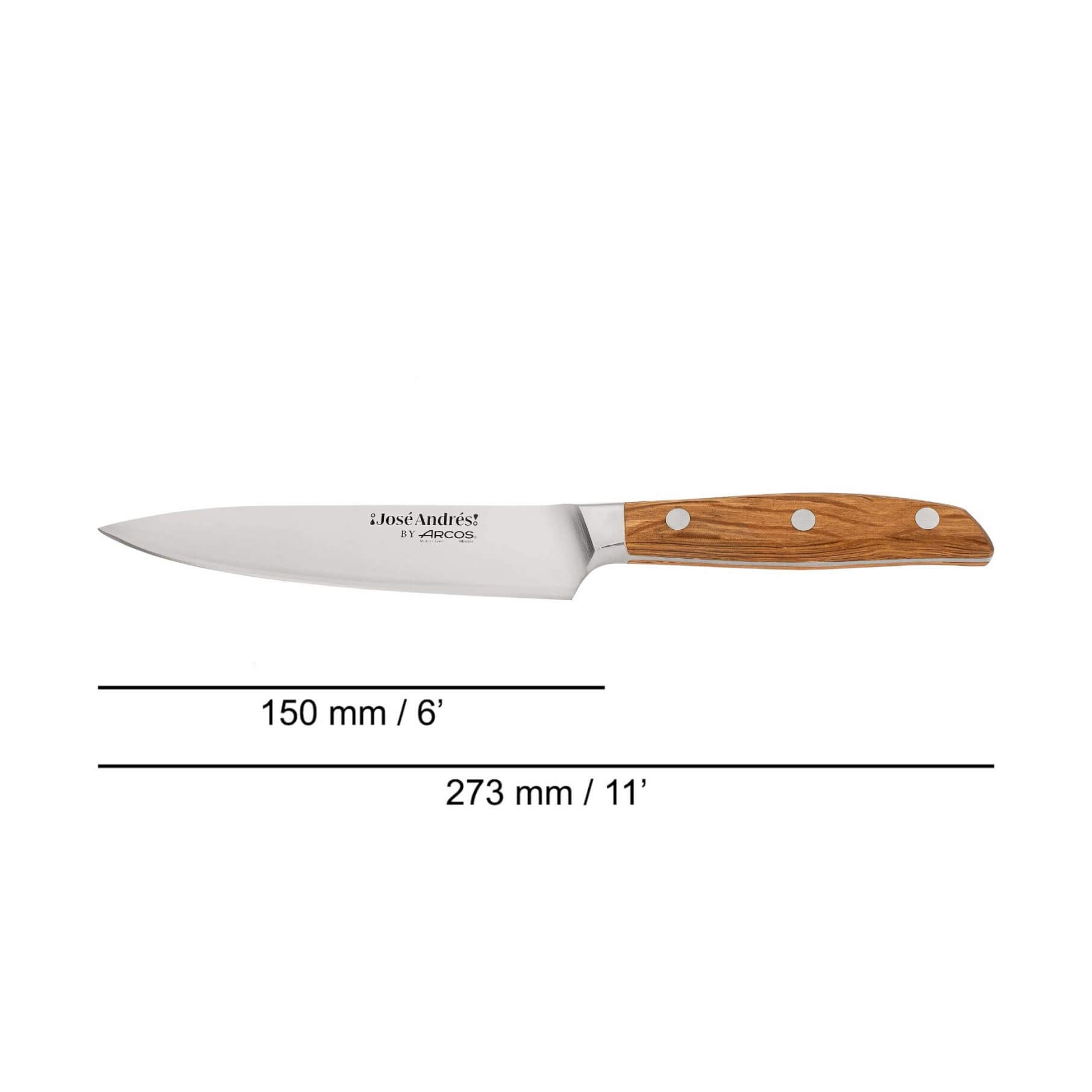 Cuchillo cocinero con hoja de 15 cm y mango de madera de encima Arcos serie José Andrés