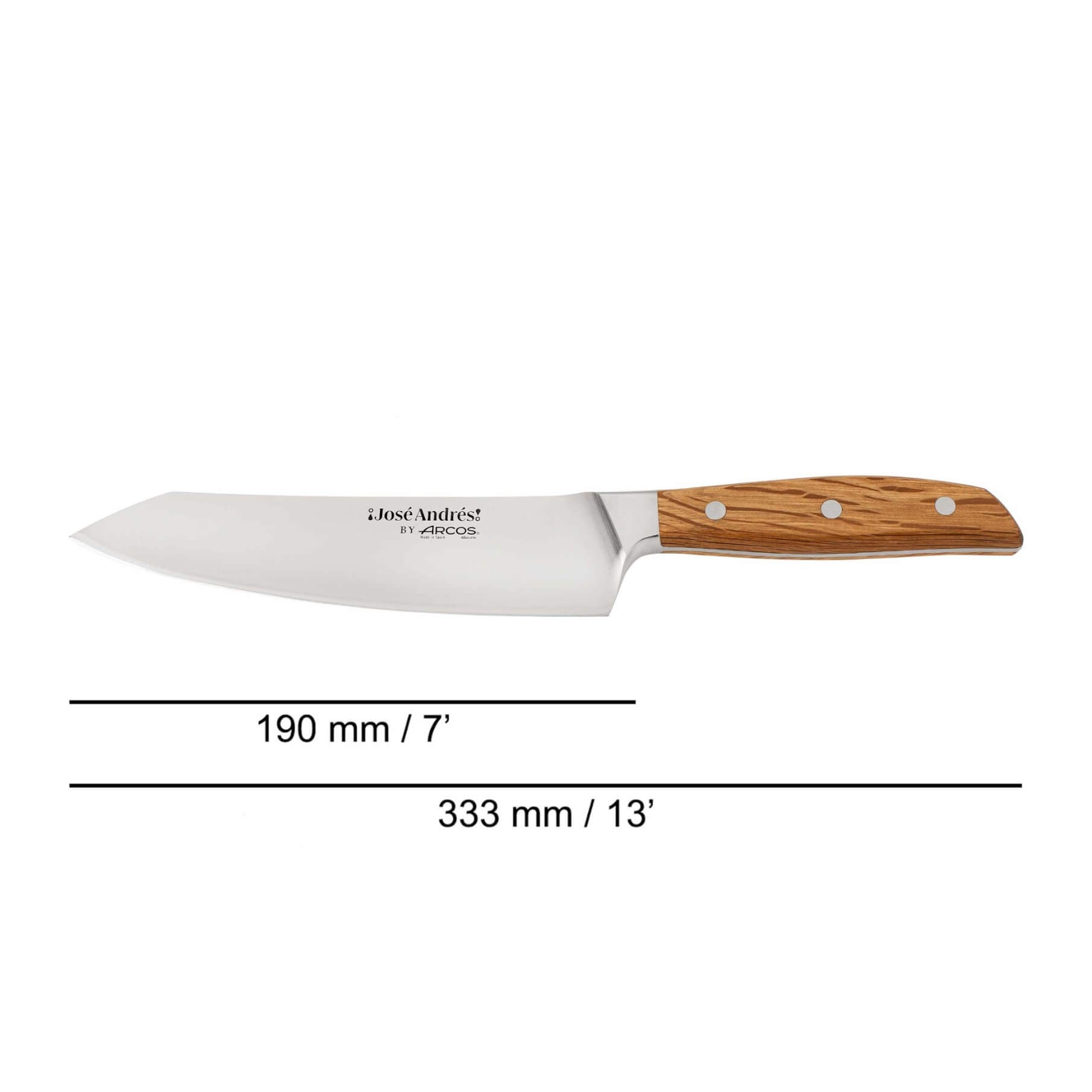 Rocking Santoku knife with 19 cm blade and oak wood handle Arcos José Andrés series