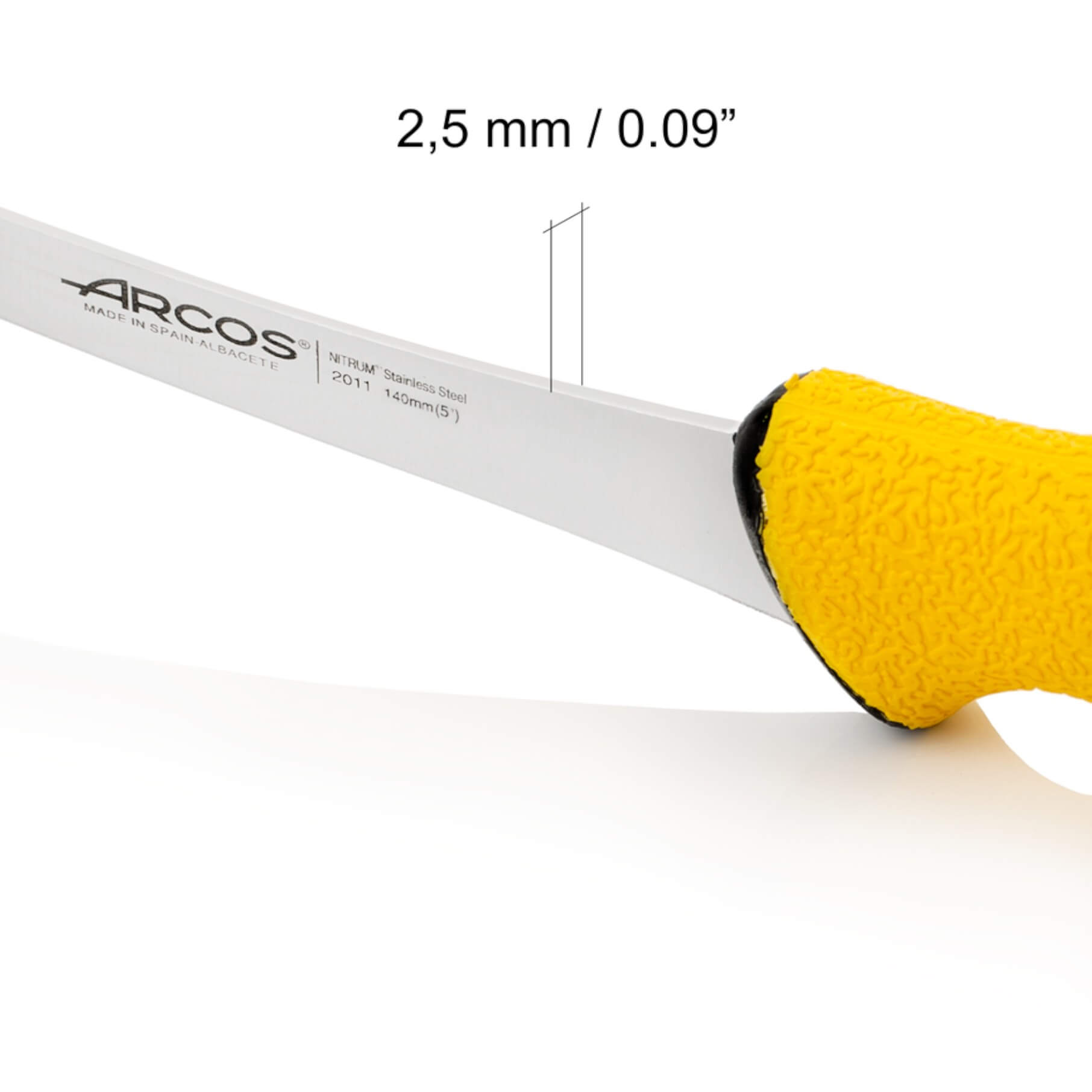 Arcos Duo Pro 140mm Semi-Rigid Curved Boning Knife with Yellow Handle