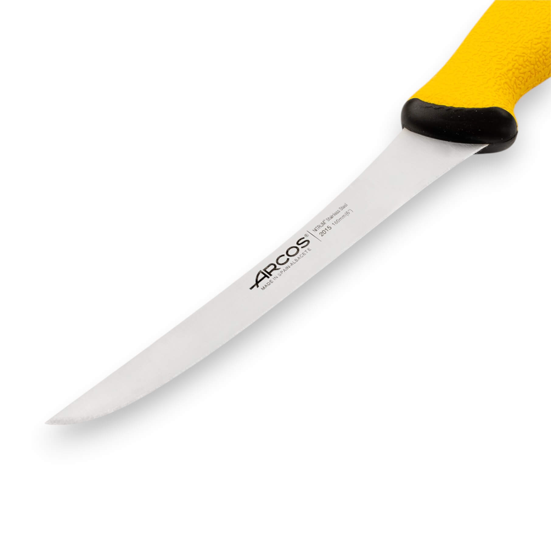 Cuchillo deshuesador curvo semi rígido 160 mm Arcos Duo Pro con mango amarillo