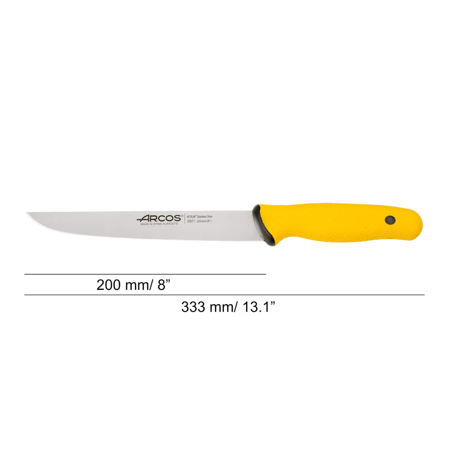 Arcos Duo Pro 200mm butcher knife with yellow handle