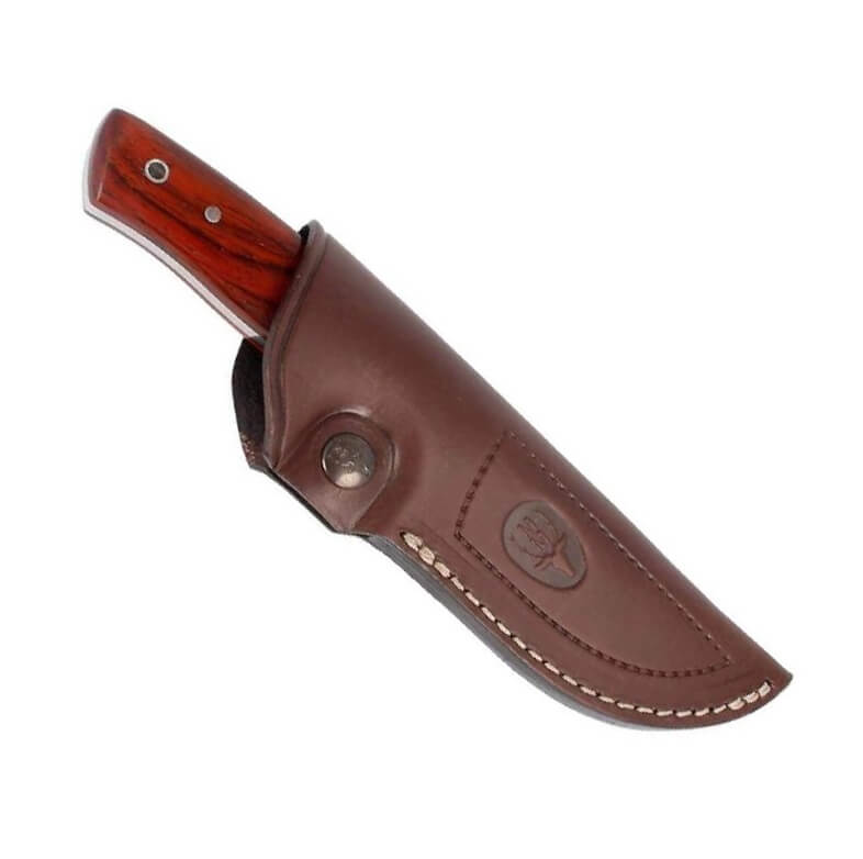 Faca de caça Muela Kodiak com cabos de madeira cocobolo e reforço de prata níquel