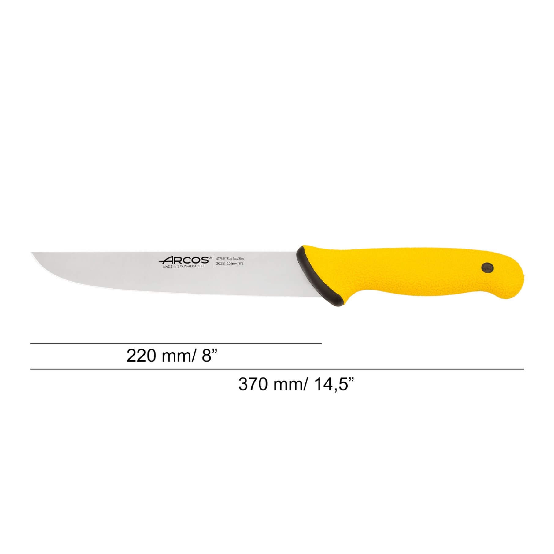 Cuchillo carnicero de 220 mm Arcos Duo Pro con mango amarillo