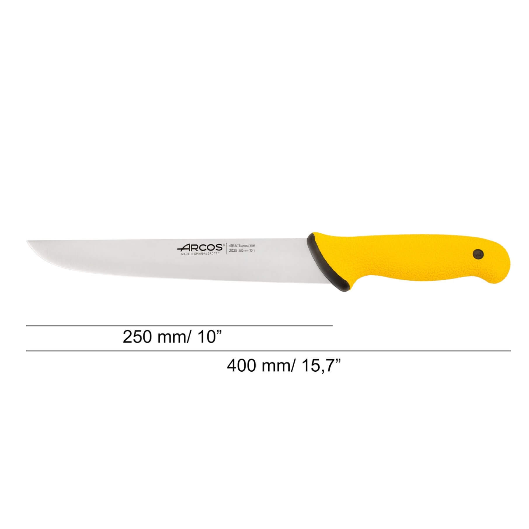 Cuchillo carnicero de 250 mm Arcos Duo Pro con mango amarillo