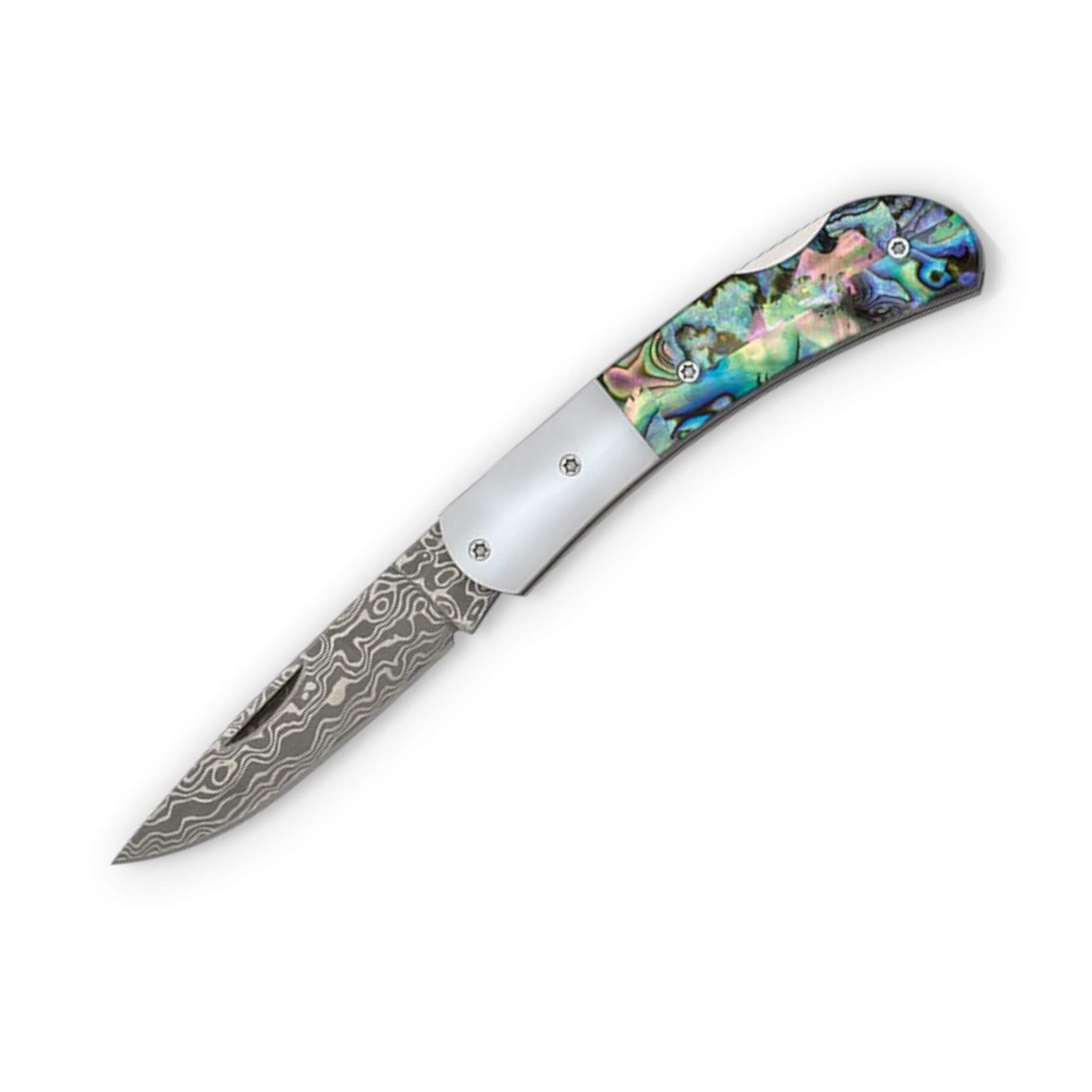 Navaja de bolsillo con hoja de 7.5 cm y mango de nacar multicolor...