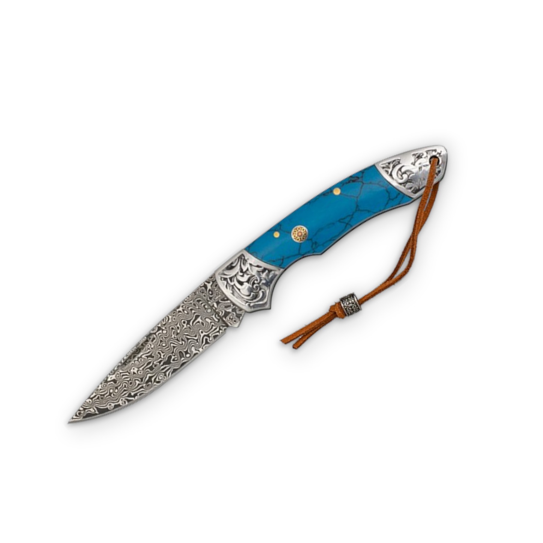 Navaja de bolsillo con hoja de 7.5 cm y mango de resina azul y ac...