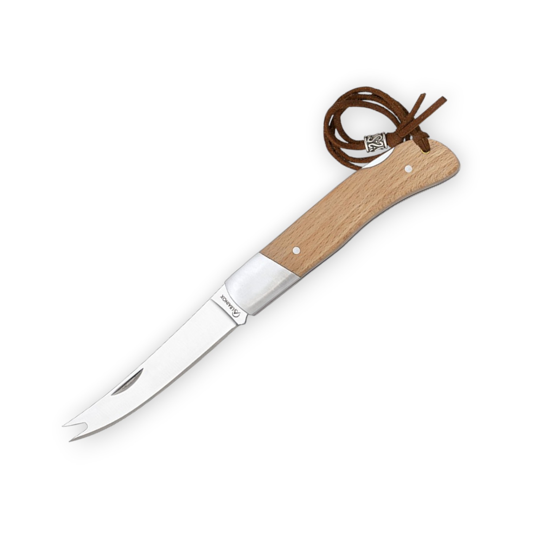 Navaja quesera con doble punta en la hoja de 9 cm y mango de made...