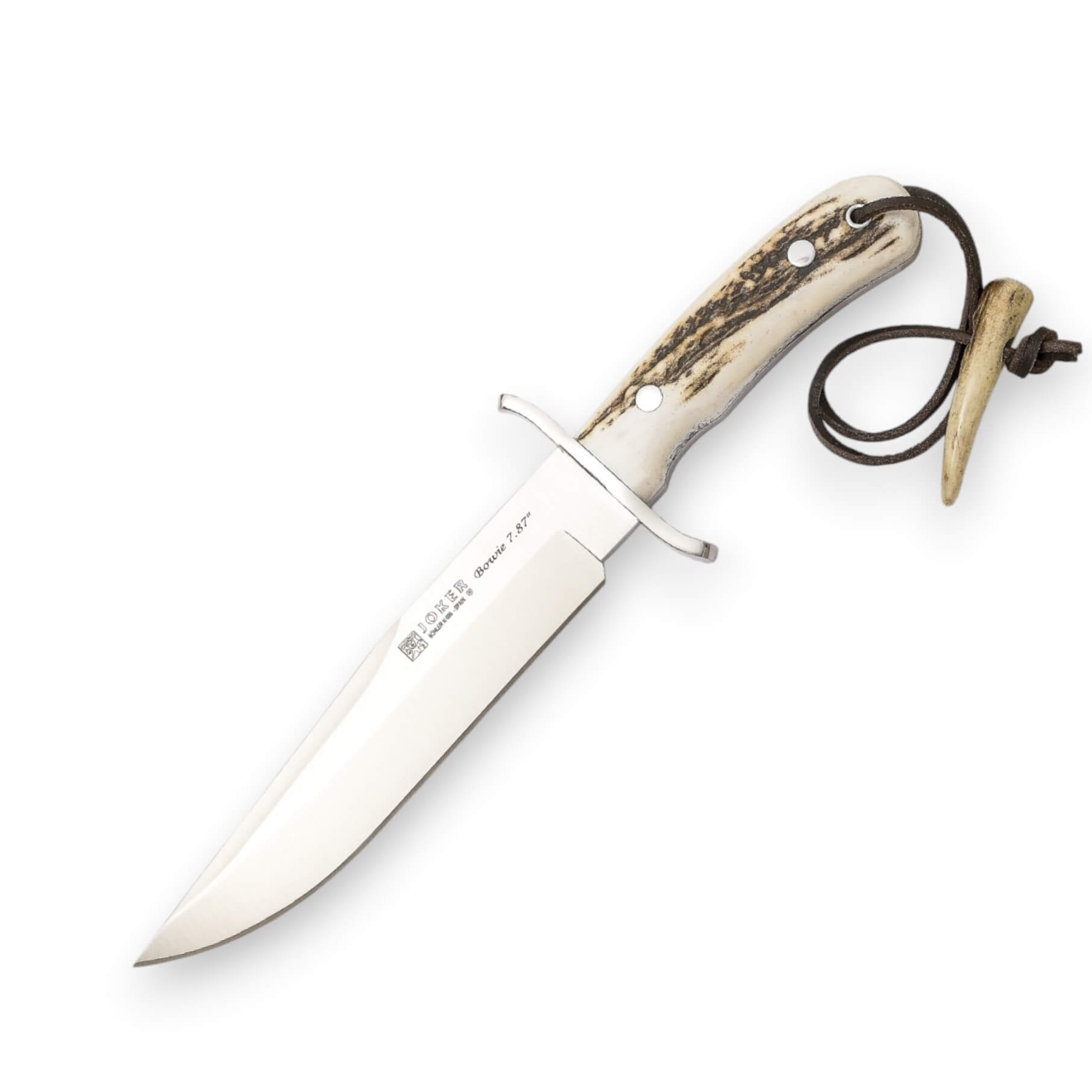 Cuchillo de caza Joker Bowie 7.87" con mango de asta de ciervo