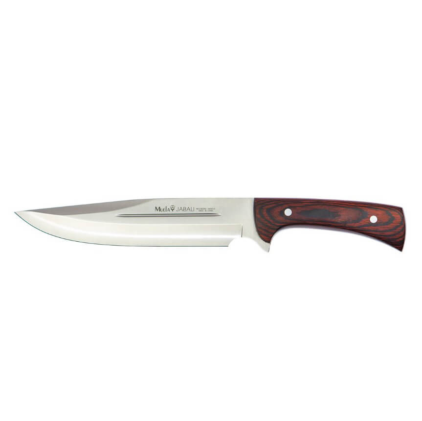 Muela Jabalí hunting knife with pressed coral wood handle with 21 cm blade length