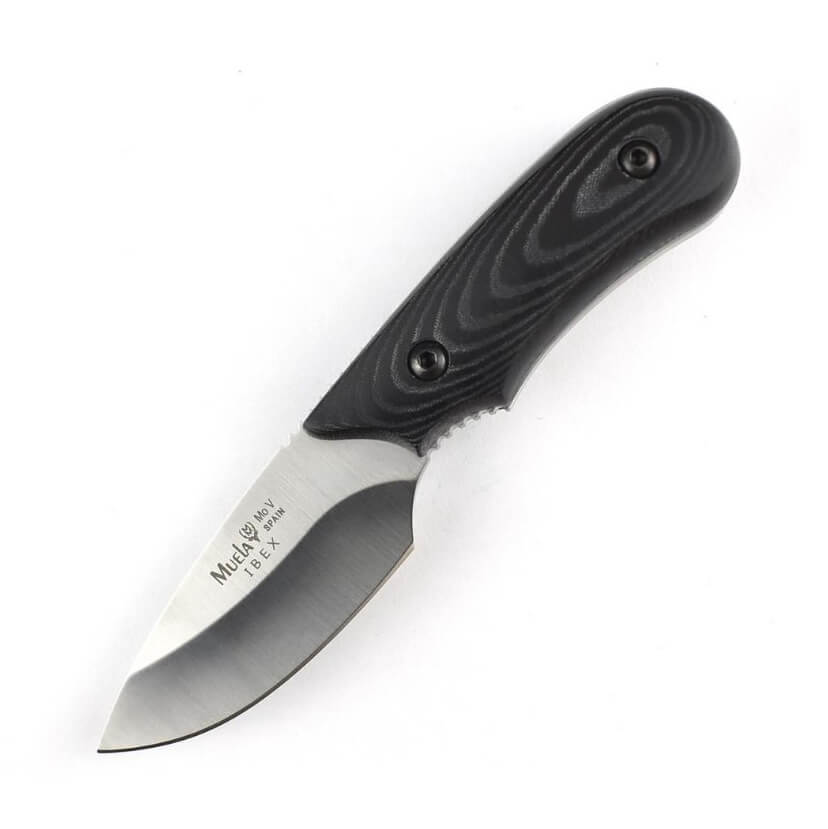 Faca de esfolar Muela Ibex com cabo de micarta preto e lâmina de ...