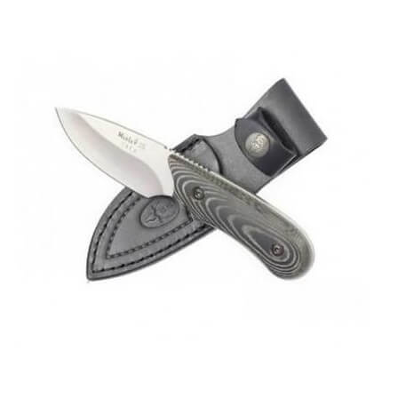 Cuchillo desollador Muela Ibex con mango de micarta negra y hoja de 7.5 cm