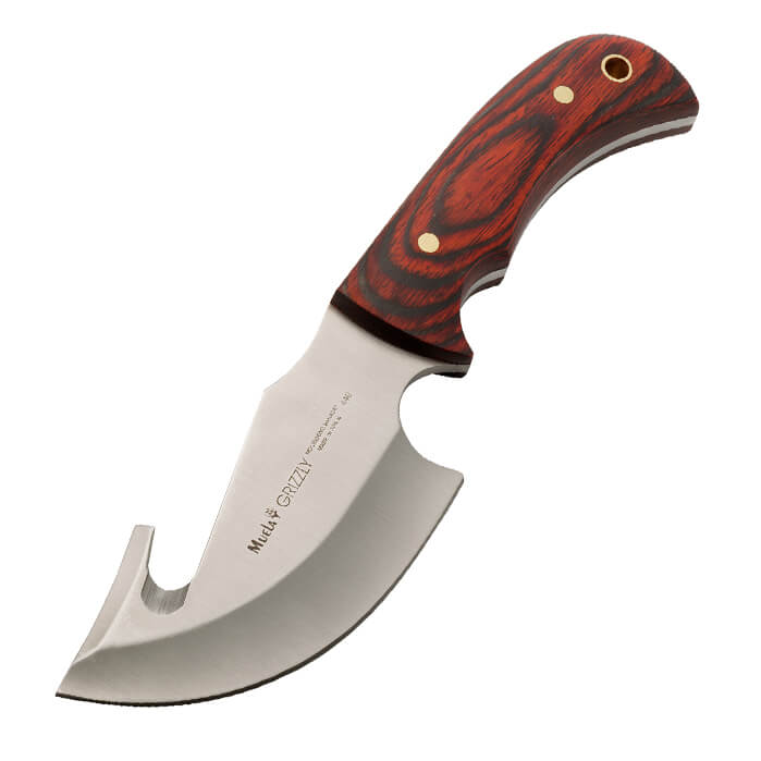 Cuchillo desollador Muela Grizzly de hoja ancha con mango de made...