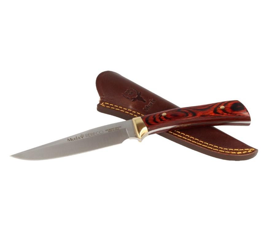 Cuchillo de caza Muela Rebeco-11R con mango de madera madera roja y hoja de 12 cm