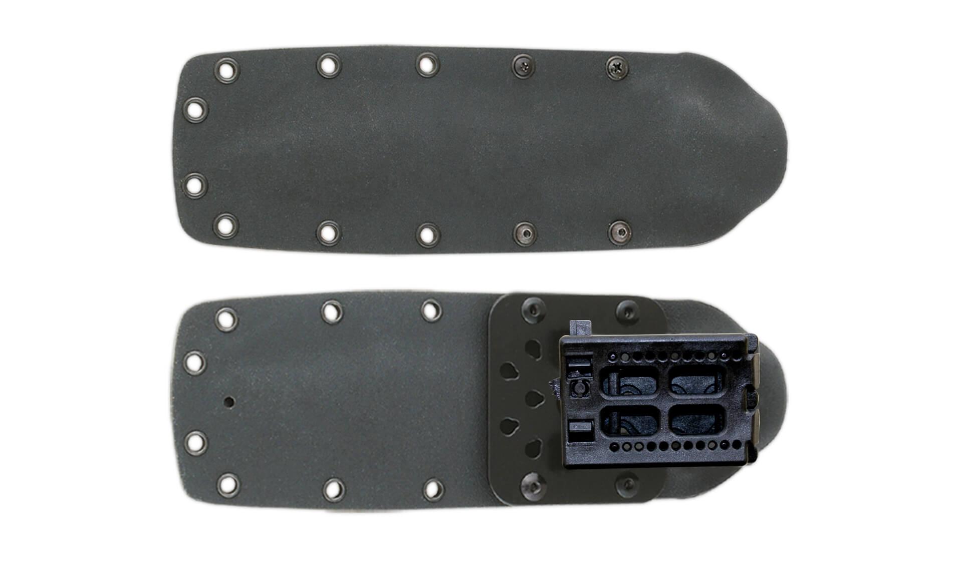 Cuchillo Boina Verde Español con mango de micarta negra y funda kydex