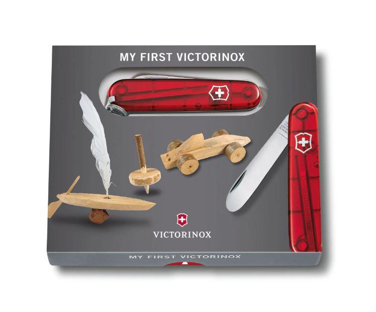 Navaja multiusos My first Victorinox con sierra rojo translucido